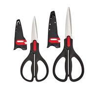 Farberware multiusos y tijeras de utilidad con edgekeeper sheaths Set, Negro, 2 unidades
