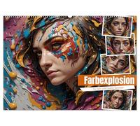 Farbexplosion - Ein Jahr voller bunter Gesichter (Wandkalender 2026 DIN A2 quer), CALVENDO Monatskalender: Magie der Farben in Kombination mit schönen Frauengesichtern