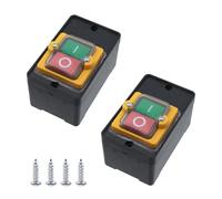 FarBoat 2 interruptores de botón impermeables con funda, contactos de cobre puro KAO-5M, interruptores de apagado autobloqueante, negro 10 A, 220 V/380 V, con tornillos de montaje