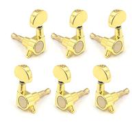 FarBoat Instrument Accessories - Juego de 6 clavijas de afinación de aleación de zinc para guitarra acústica dorada, clavijas de afinación chapadas en oro, pomos semicirculares con tornillos, tuercas