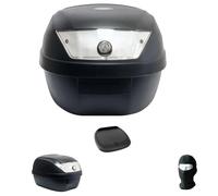 farbrothersonline Compatible con Piaggio Liberty S 50 2T Maleta Top Case 28 LT Negro + Placa + ASA para Moto-Scooter PORTAEQUIPAJE para Casco Integral Jet-Modular Universal SIFAM