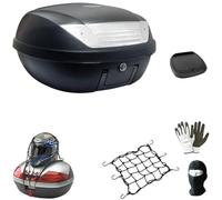 farbrothersonline Compatible con Yamaha YBR 125 Maleta Top Case 52 LT Negro + Placa + ASA para PORTAEQUIPAJES Moto-Scooter para 2 Cascos UNIVERSALES SIFAM Integral-Jet-MODULARES