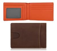 Farcauo billetera hombre pequeña Naranja Carteiras Homens Pequeña Carteras Hombre RFID Cartera De Piel Hombre Cuero Tarjetero Pequeñas Piel Mini Monedero Regalos Para Hombre Cartera Minimalista Hombre