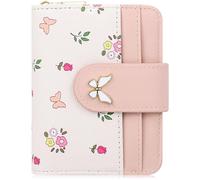 Farcauo Billetera Mujer Pequeña Mini Cartera para Mujer Rosa Kawaii Butterfly Billetera con Compartimento para DNI y Tarjetero
