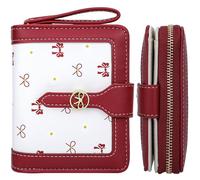 Farcauo Billetero Mujer Mini con Nudo Cartera Rojo Hebilla Billetero Mujer Pequeño con Compartimento DNI y Tarjetero