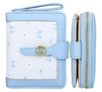 Farcauo Billetero Mujer Mini con Nudos Billetero Azul Hebilla Billetero Mujer Pequeño con Compartimento DNI y Tarjetero