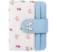Farcauo Billetero Mujer Pequeña Mini Cartera para Mujer Azul Kawaii Butterfly Billetera con Compartimento para DNI y Tarjetero