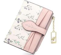 Farcauo Cartera Monedero para Mujer Mini Rosa Pequeño con Motivo Floral para Mujeres Pequeño con Compartimento para Documentos y Bolsillos para Tarjetas