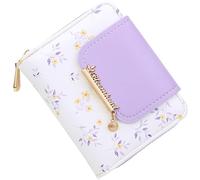 Farcauo Cartera para Mujer, Bolso, minicartera Morada, Bolso pequeño con Estampado Floral, con Compartimento para el DNI y Ranuras para Tarjetas
