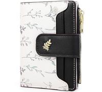 Farcauo Cartera para mujer con RFID lindas carteras pequeñas para mujer, billetera fina negra para mujer, cartera con tarjetas de flores kawaii para mujeres