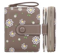 Farcauo Cartera Pequeña con Estampado De Margaritas Marrón Cartera Mujer Niño Pequeña Carteras Bolso Pequeño Piel Monederos Piel De Mano para Movil Mujer