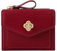 Farcauo Carteras Cartera roja para Mujer Pequeña Cartera Minimalista con Estampado Floral, Compartimento para Documentos y Bolsillos para Tarjetas