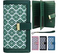 Farcauo Carteras para Mujer Monederos para Mujer Cartera Grande para Mujer Verde con Bloqueo RFID para Mujer con Compartimento para Documentos y Tarjetero Monedero pequeño