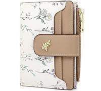 Farcauo Portemonnaie Damen RFID Geldbeutel Frauen Geldbörsen Klein Damen Portemonnaie Mini Geldbörse mit Braun Blumen Design für Frauen Klein mit Ausweisfach und Kartenhüllen