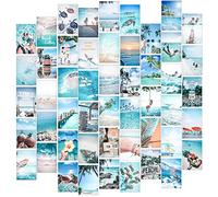 Fardes Kit de collage de pared de fotos azules, decoración estética de habitación, 50 piezas de decoración de playa para decoración de dormitorio, decoración náutica, decoración de pared para