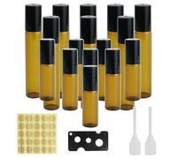 FAREASTSHOP 16 Piezas Botellas Rollon, Rellenable Perfume Roll 5ml/10ml, Botellas Roll On Cristal con Roll-on Bola de Acero Inoxidable, para Aceites Esenciales, Masajes, Perfumes, Aromaterapia