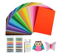 FAREASTSHOP 50 colores de fieltro para manualidades, 20 x 30 cm, tela de fieltro, paneles de fieltro de poliéster con hilo de bordado colorido y aguja de coser, hojas de fieltro de colores para