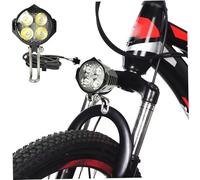 Fareo de Ebike, Faros de Bicicleta eléctrica de plástico de plástico de Seguridad Brillante con bocina, 4 Luces y 3 Pines de Conector Impermeable Luz Delantera para Exteriores