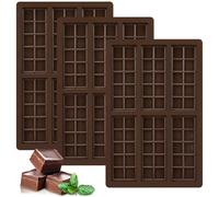 Farerkass 3 Piezas Moldes de Chocolate, Molde de Chocolate de 6 Platos, Moldes de Silicona para Chocolat, Moldes de Silicona de Grado Alimenticio, para Diy Barra de Chocolate, Dulces, Cubitos Hielo