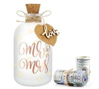 Farerkass Botella de luz LED para bodas, regalos de dinero con cadena de luces LED, regalo de boda, botella luminosa, personalizable, caja de boda, hucha para novios y recién enamorados