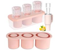 Farerkass Silicona Cubiteras para Hielo, 3 Molde de Hielo para Taza Stanley, Con Tapa y Contenedor, Tapa para Stanley Cup Accesorios, Helado para Copa Stanley para Whisky, Cóctel y Bebidas Frías