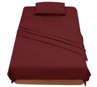 FARFALLAROSSA Sabanas Cama 120 - Juego Sábanas 3 Piezas - Sábanas Bajera Ajustable - Encimera - 1 Funda de Almohada 50x80 (Cama 120-120x190/200 cm, Burdeos)