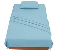 FARFALLAROSSA Sabanas Cama 120 - Juego Sábanas 3 Piezas - Sábanas Bajera Ajustable - Encimera - 1 Funda de Almohada 50x80 (Cama 120-120x190/200 cm, Azul Claro)