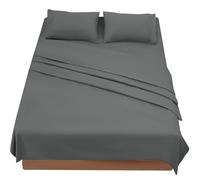 FARFALLAROSSA Sabanas Cama 180 - Juego Sábanas 4 Piezas - Sábanas Bajera Ajustable - Encimera - 2 Funda de Almohada 50x80 (Cama 180-180x190/200 cm, Gris Fonce)
