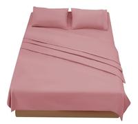 FARFALLAROSSA Sabanas Cama 180 - Juego Sábanas 4 Piezas - Sábanas Bajera Ajustable - Encimera - 2 Funda de Almohada 50x80 (Cama 180-180x190/200 cm, Rose Fonce)