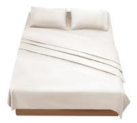 FARFALLAROSSA Sabanas Cama 180 - Juego Sábanas 4 Piezas - Sábanas Bajera Ajustable - Encimera - 2 Funda de Almohada 50x80 (Cama 180-180x190/200 cm, Beige)