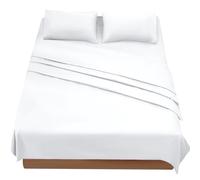 FARFALLAROSSA Sabanas Cama 180 - Juego Sábanas 4 Piezas - Sábanas Bajera Ajustable - Encimera - 2 Funda de Almohada 50x80 (Cama 180-180x190/200 cm, Blanco)