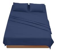 FARFALLAROSSA Sabanas Cama 180 - Juego Sábanas 4 Piezas - Sábanas Bajera Ajustable - Encimera - 2 Funda de Almohada 50x80 (Cama 180-180x190/200 cm, Azul)