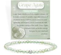 Farfume Ágata uva Seguridad Pulseras de Cuentas para las Mujeres, Mini 4mm Cristal Plata de Ley 925 Piedra Natural Elástica, Joyería Chakra Regalo Delicada