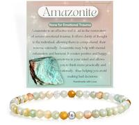 Farfume Amazonita Trauma Emocional Pulseras de Cuentas para las Mujeres, Mini 4mm Cristal Plata de Ley 925 Piedra Natural Elástica, Joyería Chakra Regalo Delicada