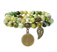 Farfume Chakra Bracelets for Women - Crystals Bracelet Women Natural Gemstones Yoga Reiki- A Set of Double Bracelets(Serpentine & LifeTree(Mediano)