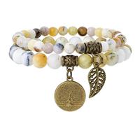 Farfume Chakra Bracelets for Women - Crystals Bracelet Women Natural Gemstones Yoga Reiki- A Set of Double Bracelets(Dendritic Opal & LifeTree(Mediano)