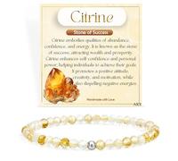 Farfume Citrino Éxito Pulseras de Cuentas para las Mujeres, Mini 4mm Cristal Plata de Ley 925 Piedra Natural Elástica, Joyería Chakra Regalo Delicada