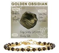 Farfume Obsidiana dorada pulseras de piedras naturales para Mujer Cuentas de Perla Natural de 4mm Piedras Pulidas a Mano Joyería Regalo Ideal