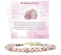 Farfume Pulseras de Cristal como Regalos, Chakra 4mm Pulseras de Piedras Naturales para Mujeres - Doble Enlace en una Pulsera
