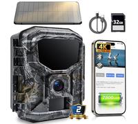 Fargarloo Cámara de caza con energía solar - Cámara de juegos WiFi 4K 60MP disparador 0.1s detección de 25m potencia eterna de 7800mAh visión nocturna con poca luz, sellado