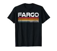 Fargo North Dakota Retro Rayas Vintage City Design Camiseta