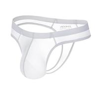 Faringoto Bikini de los hombres transparentes de la tanga de los escritos de la tanga de la ropa interior gay, blanco, M