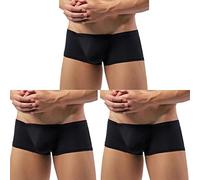 Faringoto Calzoncillos cortos para hombre, ropa interior, seda helada, transpirables, calzoncillos tipo slip-bóxer, 3 negro, L