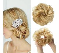 Faringoto Extensión de cabello humano con moño desordenado, extensiones de cabello humano para mujer, extensiones despeinadas (27H613)