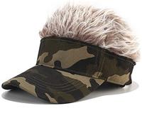 Faringoto Gorra de peluca para hombre, estilo hip hop, popular camuflaje, gorra de béisbol ajustable, Café verde militar, Taille unique