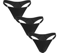 Faringoto Tanga de nylon para hombre translúcida de los hombres del botón del bikini de los escritos gay G-string, 3 Negro, S