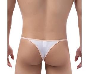 Faringoto Tanga lateral desmontable para hombre, pantalones de bikini gay para hombre, cómodos y sexys Slip U, blanco, L