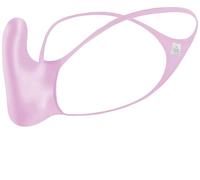 Faringoto Tanga para hombre de talle bajo, tanga con espalda en T, sedosa, brillante, Rosado, Small