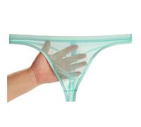 Faringoto Tangas de seda de hielo para hombre, ropa interior para hombre, tanga con espalda en T, azul claro, M