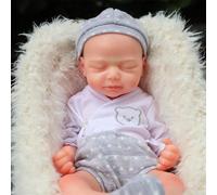 Farious 46CM Realistic Full Silicone Baby Doll,Lifelike Reborn Baby Dolls, Toy, and Collectible.Bald Drinkable Boy 025-d